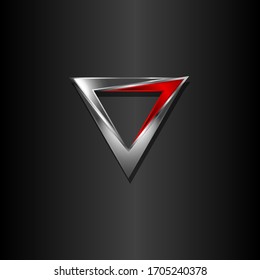 Modern design triangle with color metal on black background. Emblem design of triangle symbol. Vector illustration EPS.8 EPS.10