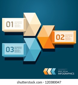 Modern Design Triangle on arrow template / can be used for infographics / numbered banners / horizontal cutout lines / graphic or website layout vector/Horizontal