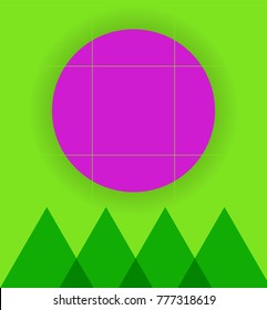 Modern design with triangular and round shapes on a green background. Vector illustration