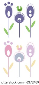 Modern design variations of flowers with a bird
