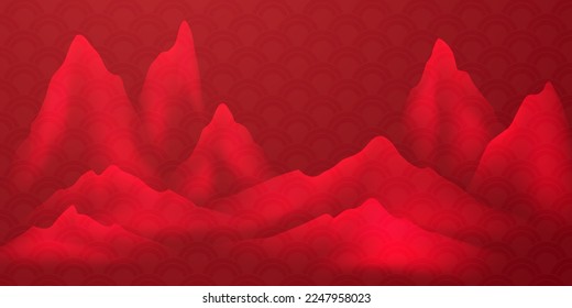 Modern design vector illustration of beautiful Chinese ink landscape painting.