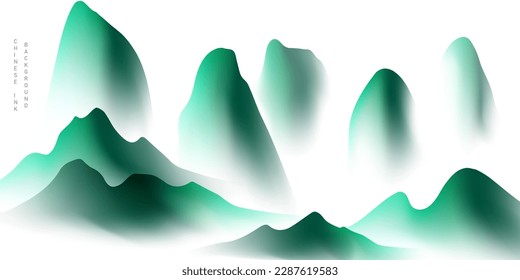 Modern design vector illustration of beautiful Chinese ink landscape painting.