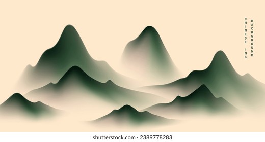 Modern design vector illustration of beautiful Chinese ink landscape painting.