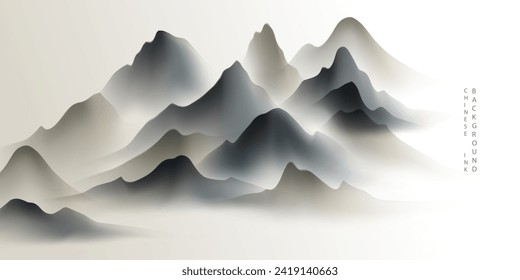 Modern design vector illustration of beautiful Chinese ink landscape painting.