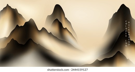 Modern design vector illustration of beautiful Chinese ink landscape painting.