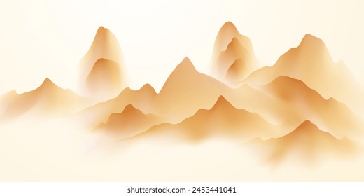 Modern design vector illustration of beautiful Chinese ink landscape painting.