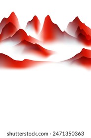 Ilustración vectorial de diseño moderno de la pintura hermosa del paisaje de la tinta china.