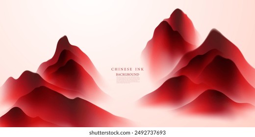 Moderne Design-Vektorillustration der wunderschönen chinesischen Tinten-Landschaftsmalerei.