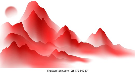 Modern design vector illustration of beautiful Chinese ink landscape painting.