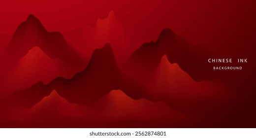Modern design vector illustration of beautiful Chinese ink landscape painting.
