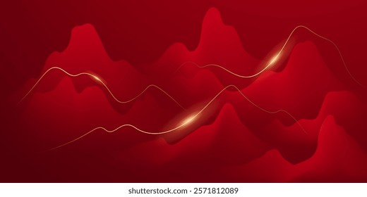Modern design vector illustration of beautiful Chinese ink landscape painting.