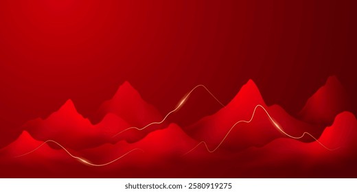 Modern design vector illustration of beautiful Chinese ink landscape painting.