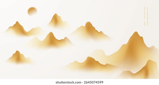 Ilustração de vetor de design moderno da bela pintura de paisagem de tinta chinesa.