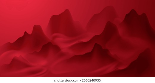 Modern design vector illustration of beautiful Chinese ink landscape painting.