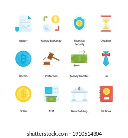 Modern design vector illustration Business and Finance flat icon set. Design elements for mobile and web applications.64X64