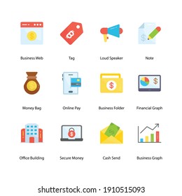 Modern design vector illustration Business and Finance flat icon set. Design elements for mobile and web applications.64X64