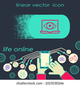 Ilustración vectorial de diseño moderno. Ojo en la pantalla del ordenador.