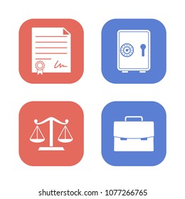 Modern design vector illustration flat icon set with silhouette in rounded square icon of financial service items, business on white background