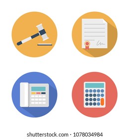 Modern design vector illustration flat icon set in circle icon of financial service items, business management symbol, banking accounting and money objects. Isolated on white background
