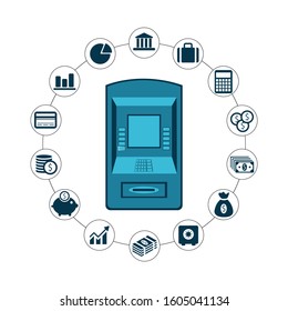 Modern design vector illustration flat icon set with financial service items