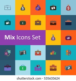 Modern design vector illustration flat icon set of financial service items, business management symbol, banking accounting and money objects