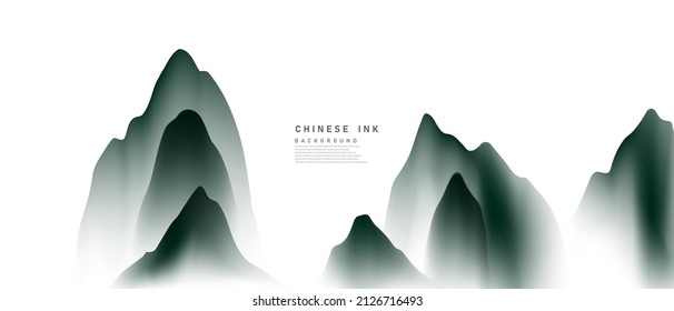 Modern Design Vector Illustration Of A Gorgeous Chinese Ink Landscape Painting