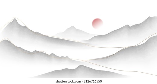 modern design vector illustration of a gorgeous chinese ink landscape painting