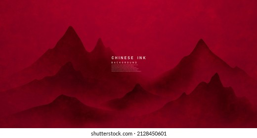 diseño moderno de ilustración vectorial de un magnífico paisaje de tinta china
