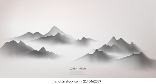 diseño moderno de ilustración vectorial de un magnífico paisaje de tinta china