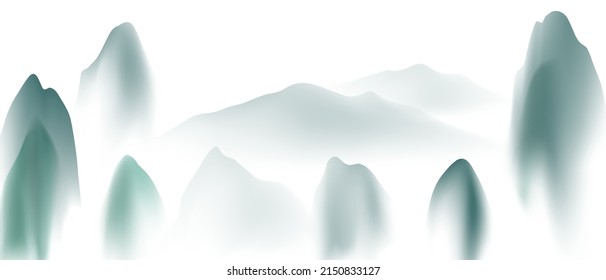 modern design vector illustration of a gorgeous chinese ink landscape painting