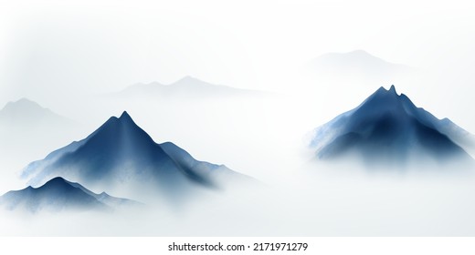 modern design vector illustration of a gorgeous chinese ink landscape painting