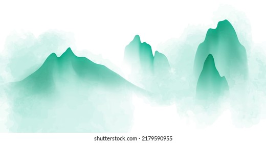 diseño moderno de ilustración vectorial de un magnífico paisaje de tinta china