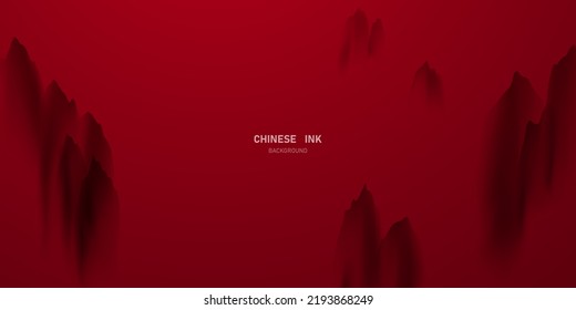 modern design vector illustration of gorgeous chinese ink landscape painting