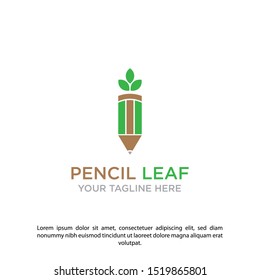 Modern design vector leaf pencil logo template