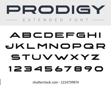 Modern Design vector linear Extended Font for Title, Header, Lettering, Logo, Monogram.
Corporate Business Luxury Technology Typeface. Letters with Numbers Latin alphabet