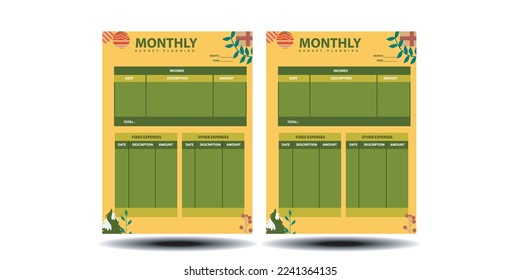 Modern design Vector planner pages templates. Daily, weekly, monthly, project, budget and meal planners with vector asset illustration for budget plan on eps 10 format