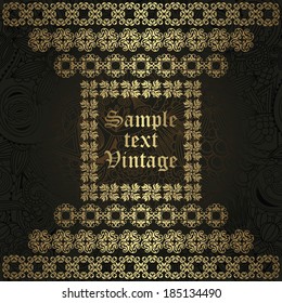 Modern design. Vintage frame and borders. Seamless floral background  