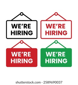 Modern design of we are hiring vector set. Job vacancy design background vector.