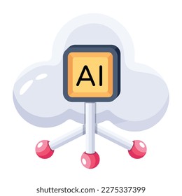 Modern designed flat icon of ai cloud 