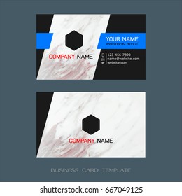 Modern designer business card layout templates, Marble texture background, Easy to use by print a special offer or add your own logo, images, and text, whatever you want (Flat design vector)