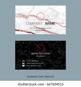 Modern designer business card layout templates, Marble texture background, Easy to use by print a special offer or add your own logo, images, and text, whatever you want (Flat design vector)