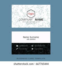 Modern designer business card layout templates, Marble texture background, Easy to use by print a special offer or add your own logo, images, and text, whatever you want (Flat design vector)