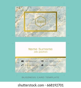 Modern designer business card layout templates, Marble texture background, Easy to use by print a special offer or add your own logo, images, and text, whatever you want (Flat design vector)