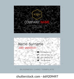 Modern designer business card layout templates, Marble texture background, Easy to use by print a special offer or add your own logo, images, and text, whatever you want (Flat design vector)