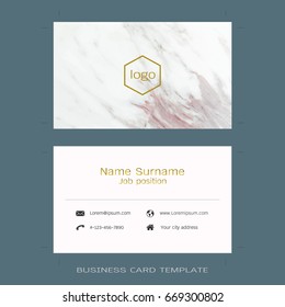 Modern designer business card layout templates, Marble texture background, Easy to use by print a special offer or add your own logo, images, and text, whatever you want (Flat design vector)