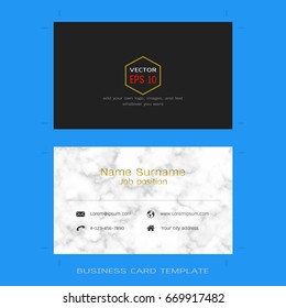 Modern designer business card layout templates, Marble texture background, Easy to use by print a special offer or add your own logo, images, and text, whatever you want (Flat design vector)