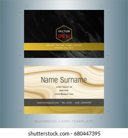 Modern designer business card layout templates, Black and gold background, Easy to use by place a special offer or add your own logo, images, and text, whatever you want (Flat design vector)