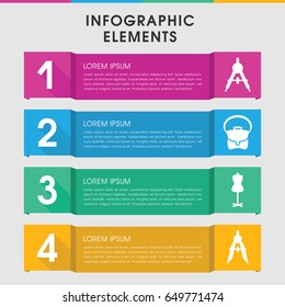 Modern designer infographic template. infographic design with designer icons includes compass, mannequin. can be used for presentation, diagram, annual report, web design.