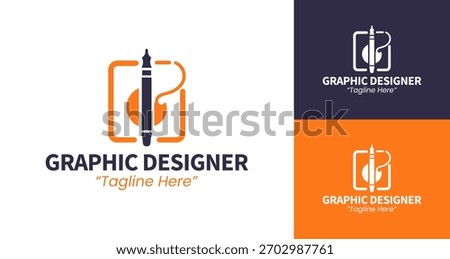 Modern designer logo expressing creativity, layout mastery, and visual thinking.