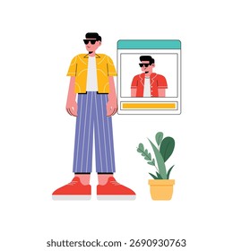Ilustração moderna da tela da interface do portfólio do designer